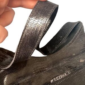 Vintage Italian Leather Bag by Redwall in Black Snakeskin Design